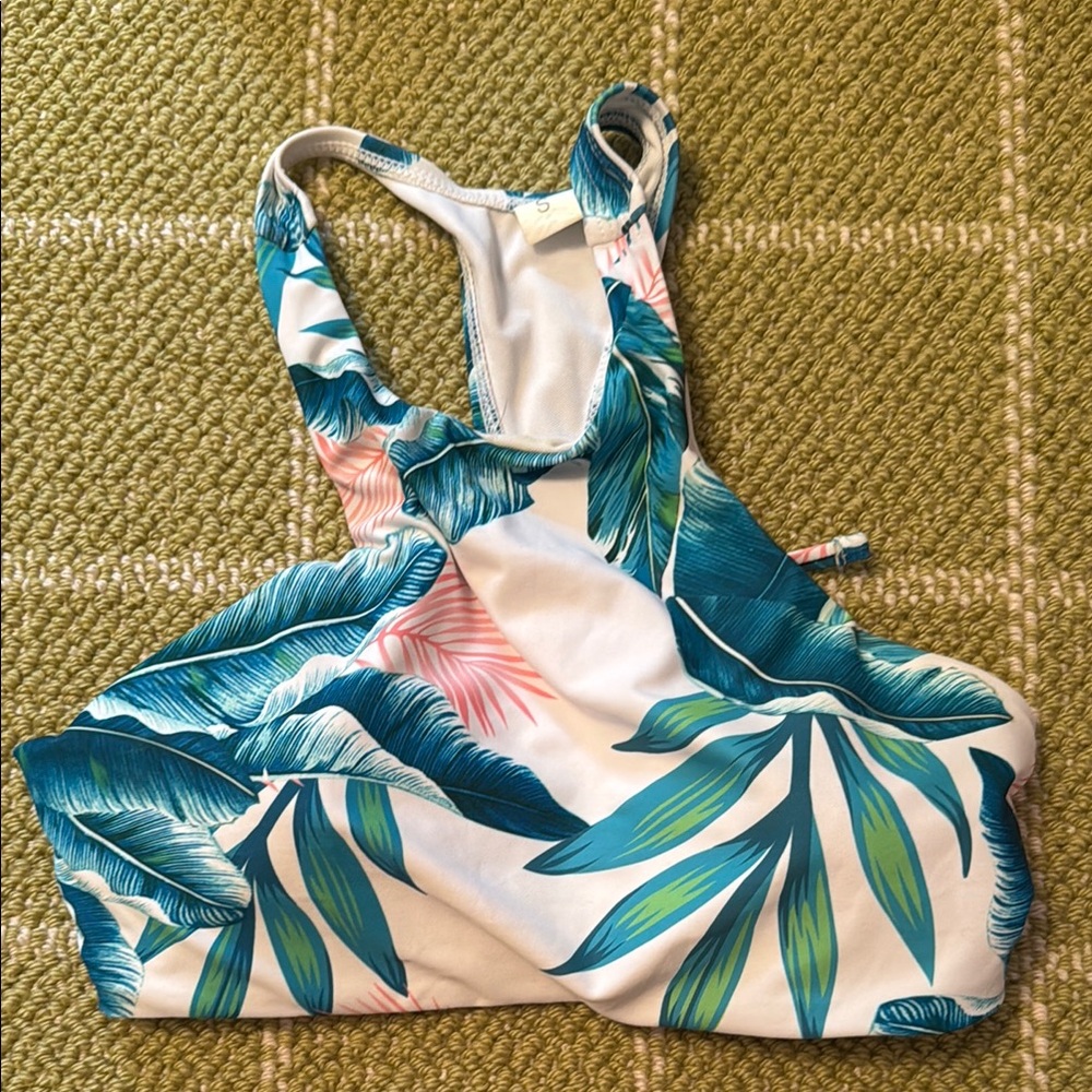 Tropical Leaf Print Sports Bra